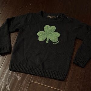 Ireland Black Sweater with Green Shamrock